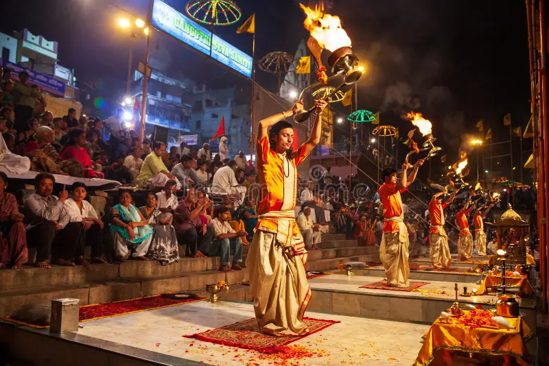 Ganga Aarti Front View with Puja